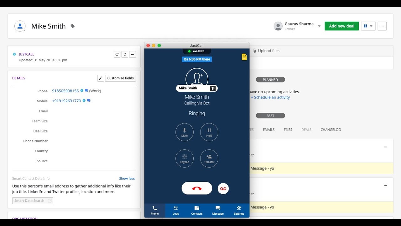 JustCall Pipedrive Integration - Cloud Telephony For CRM