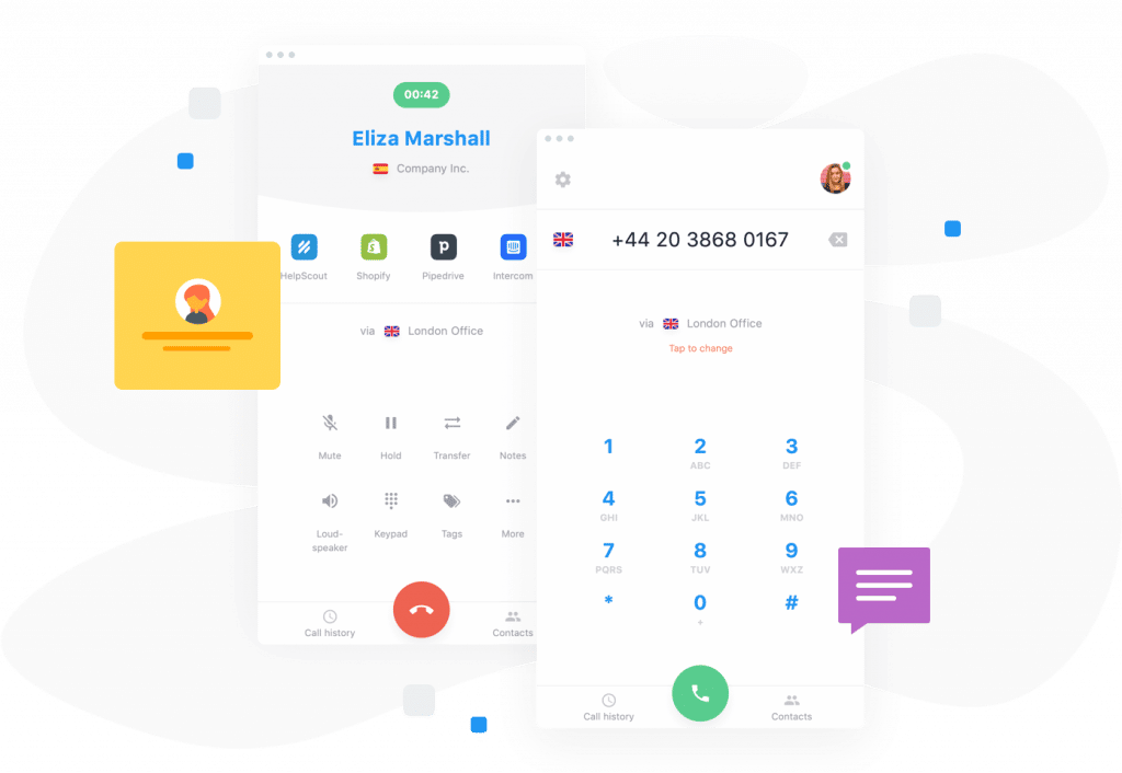 Graphic of CloudTalk desktop call center app.