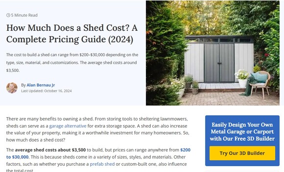 Screenshot of Alan's Factory Outlet's blog post.